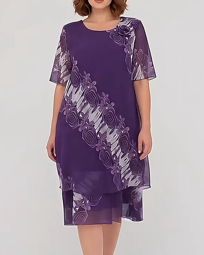 Crew Neck Floral Casual Dress