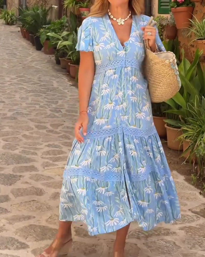 Floral Short-Sleeve Printed Dress