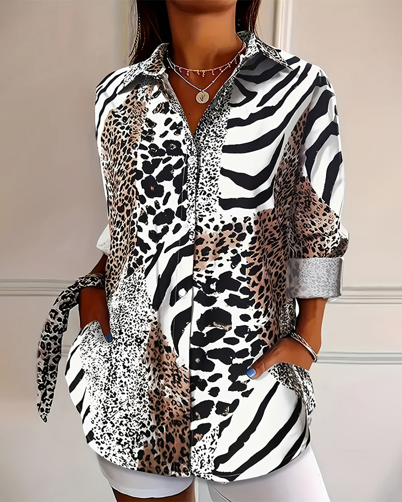 Zebra and Leopard Print Loose Blouse