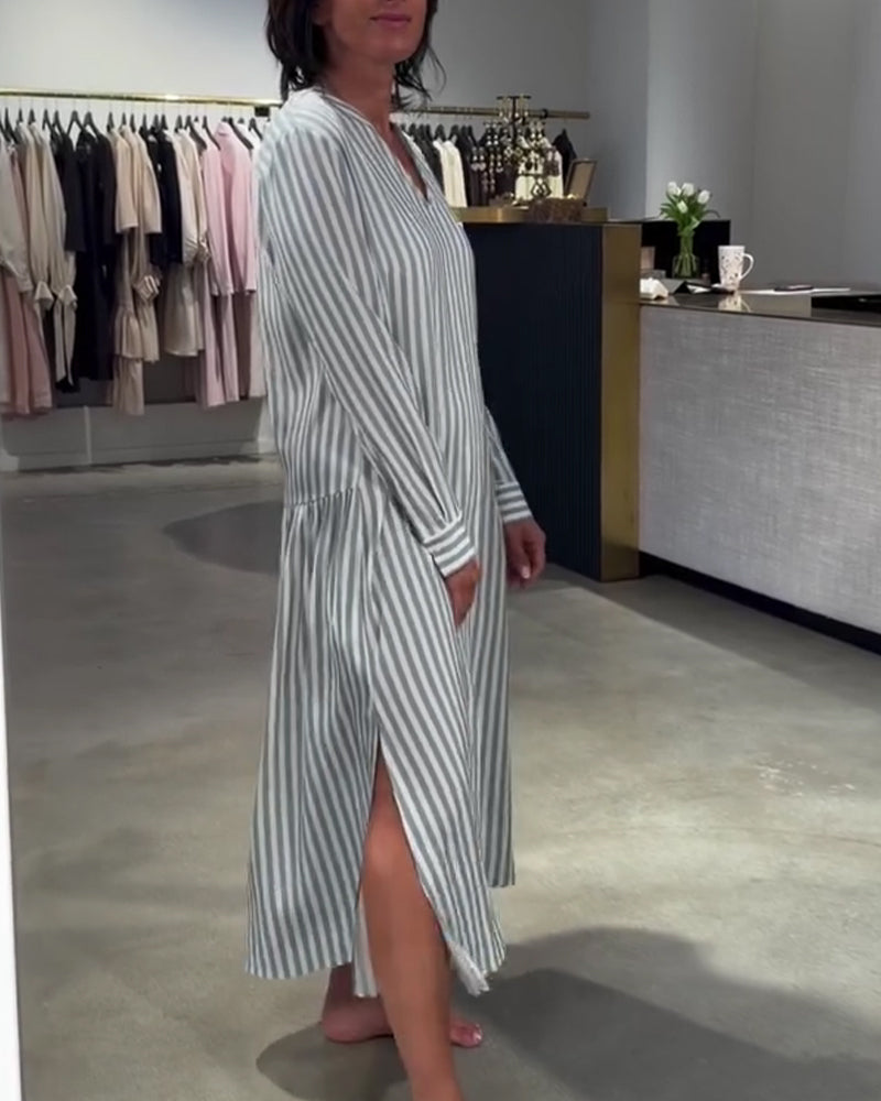 Striped Side Slit Maxi Dress