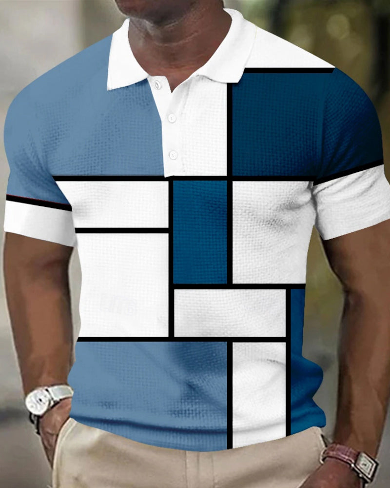 Color Block Waffle Polo Shirt