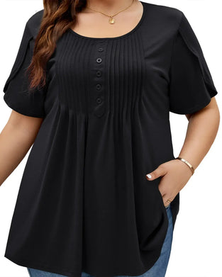 Casual Solid Color Buttons T-shirt