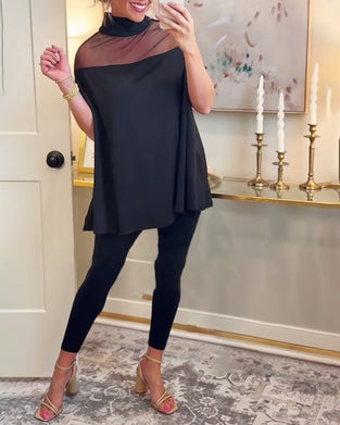 Stylish Mesh Patchwork Elegant T-shirt