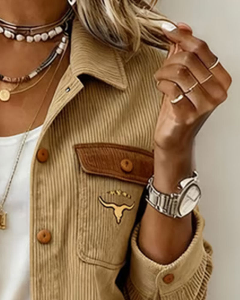 Corduroy Button Up Lapel Jacket
