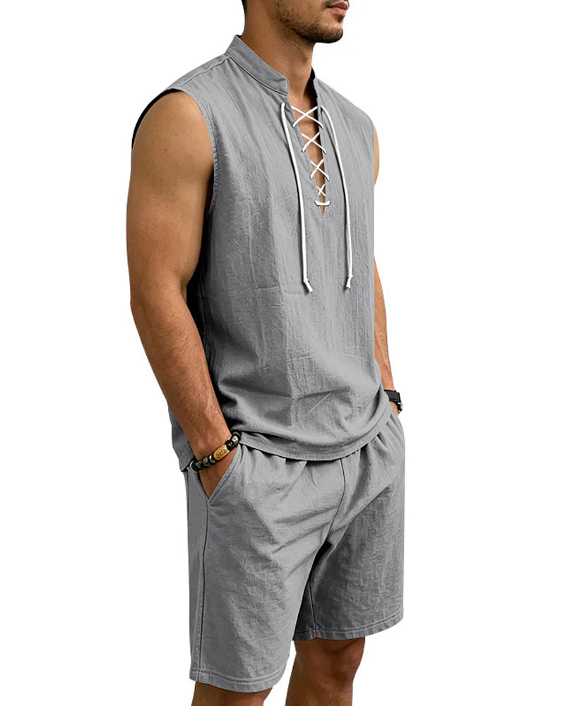Men's V-Neck Two-Piece Set
