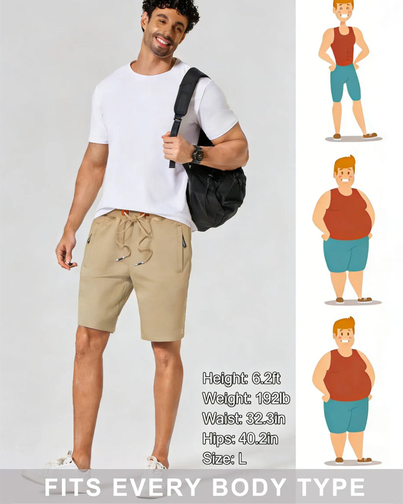 Elastic Waist Drawstring Solid Color Men's Shorts