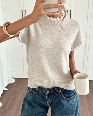 Ruffle Fake Two-Piece Short Sleeve Pullover