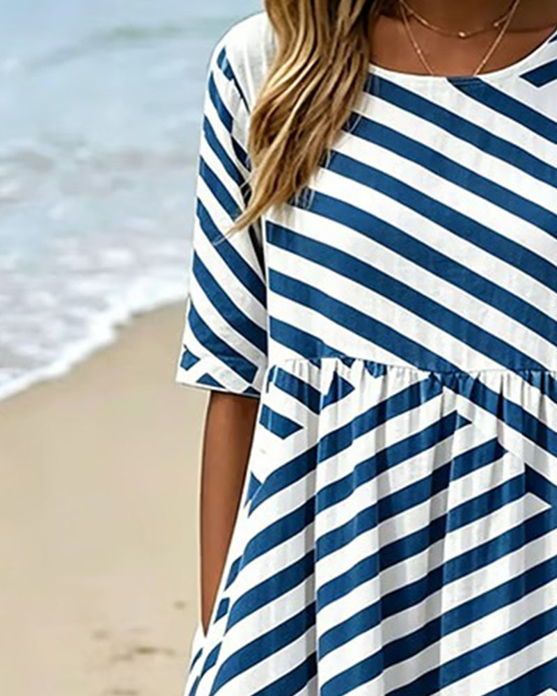 Striped Vacation A-Line Dress