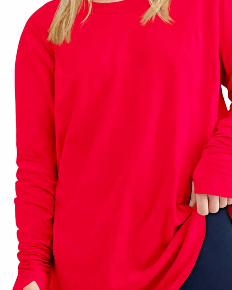 Crew Neck Long Sleeve Solid Color Loose T-Shirt