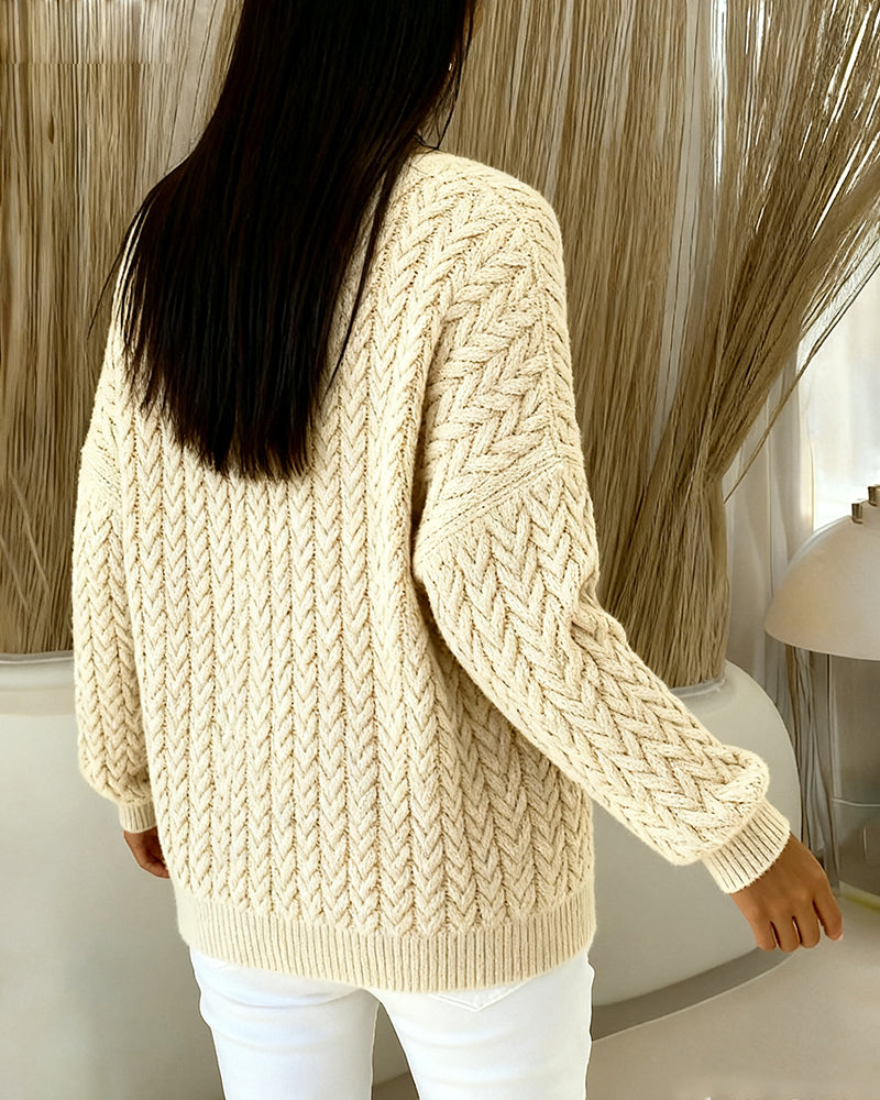 Thick-Knit Long-Sleeved Cardigan