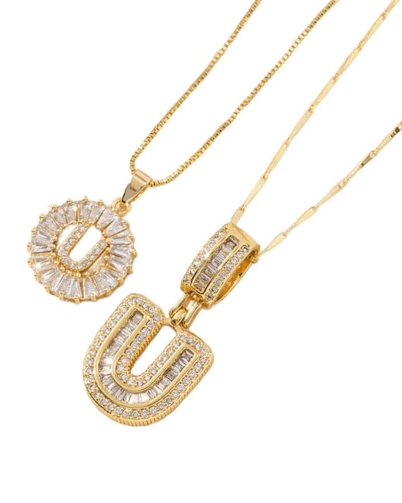 Initial Letter Pendant Necklaces -2 Pack