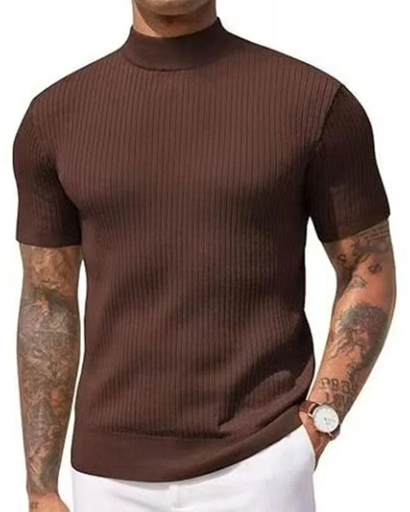 Mock Neck Men‘s Short Sleeve T-Shirt