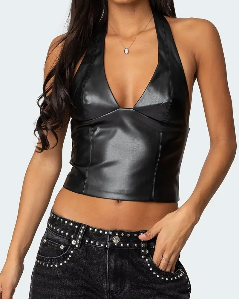 Stylish Halter V-Neck Tank Top