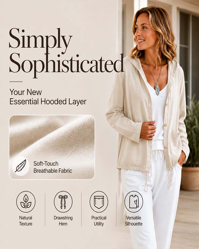 Hooded Solid Color Pocket Coat