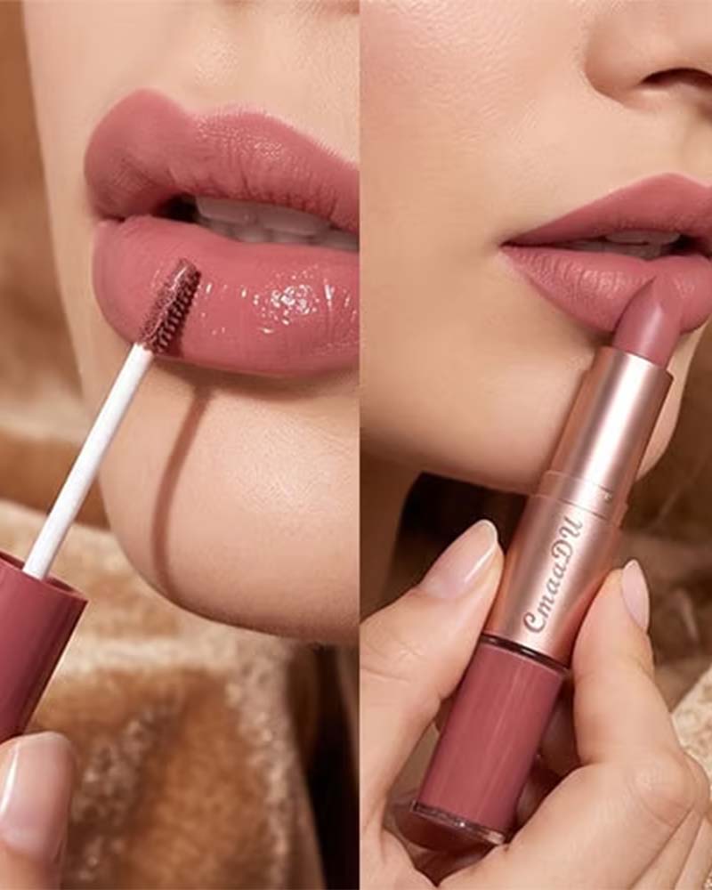 2-in-1 Dual-Ended Lipstick and Lip Gloss Set