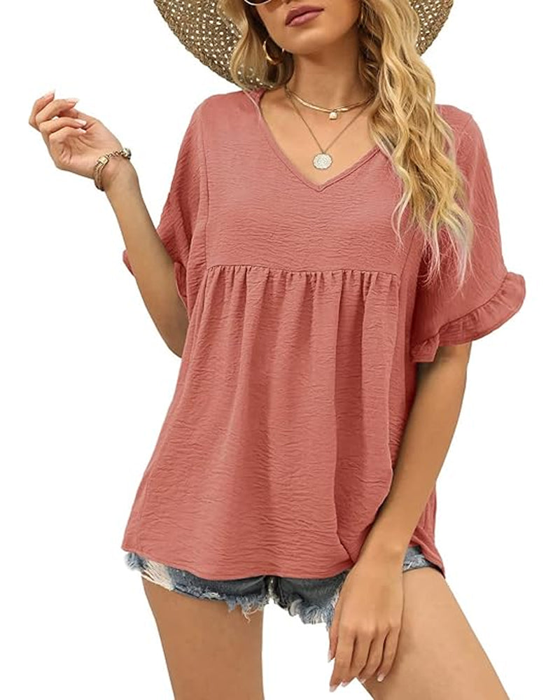 Casual Ruffle Loose Fit Blouse