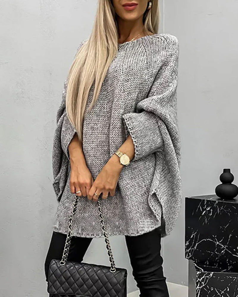 Elegant knitted cape sweater for women