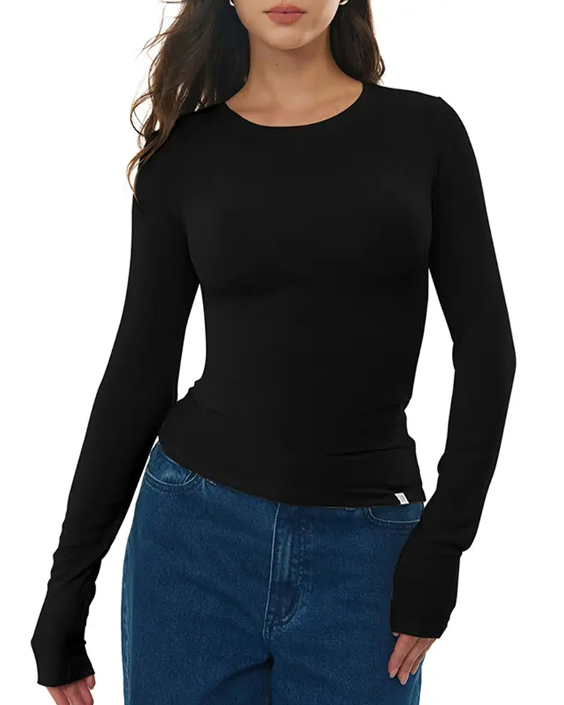 Crew Neck Slim Fit Long Sleeve Base Layer Top