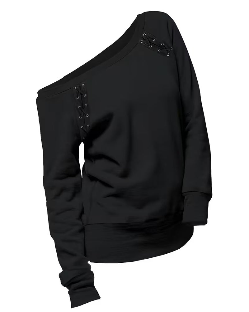 Stylish One-Shoulder Tie Blouse