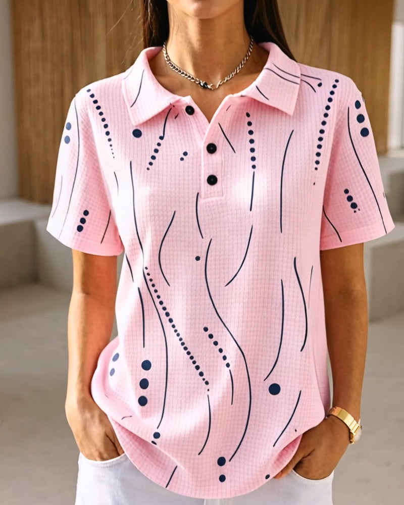 Polo Collar Line Button Blouse