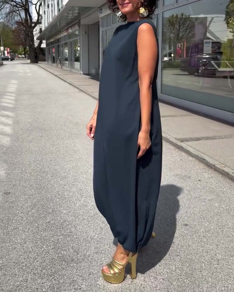 Mock Neck Sleeveless Loose Dress