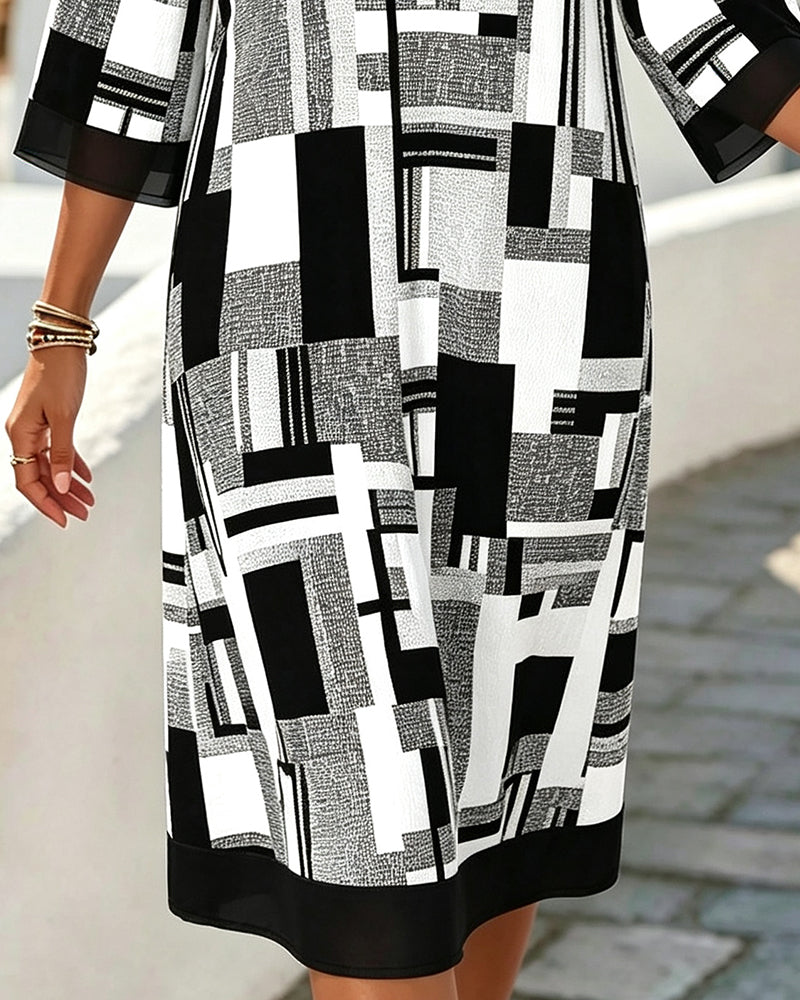 Geometric Print Casual Dress