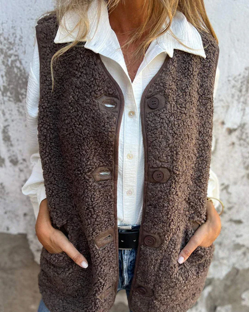 Women's Fall Button Down Short Warm Vest
