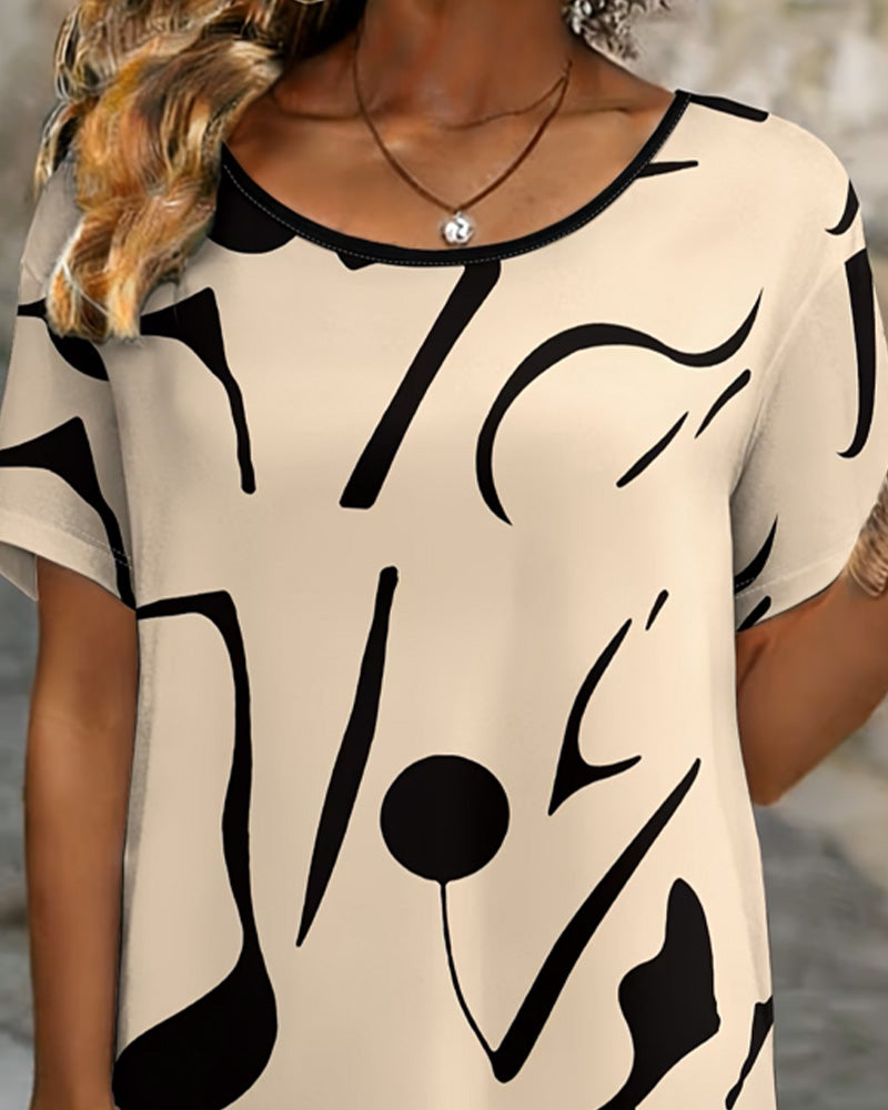 Crew Neck Irregular Casual Blouse