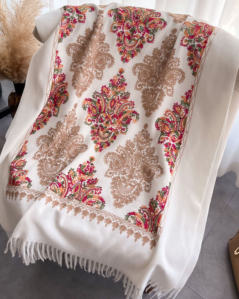 Printed Fringed Long Scarf