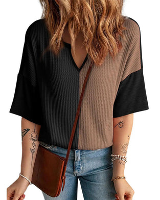 Color-Block Waffle-Knit T-Shirt