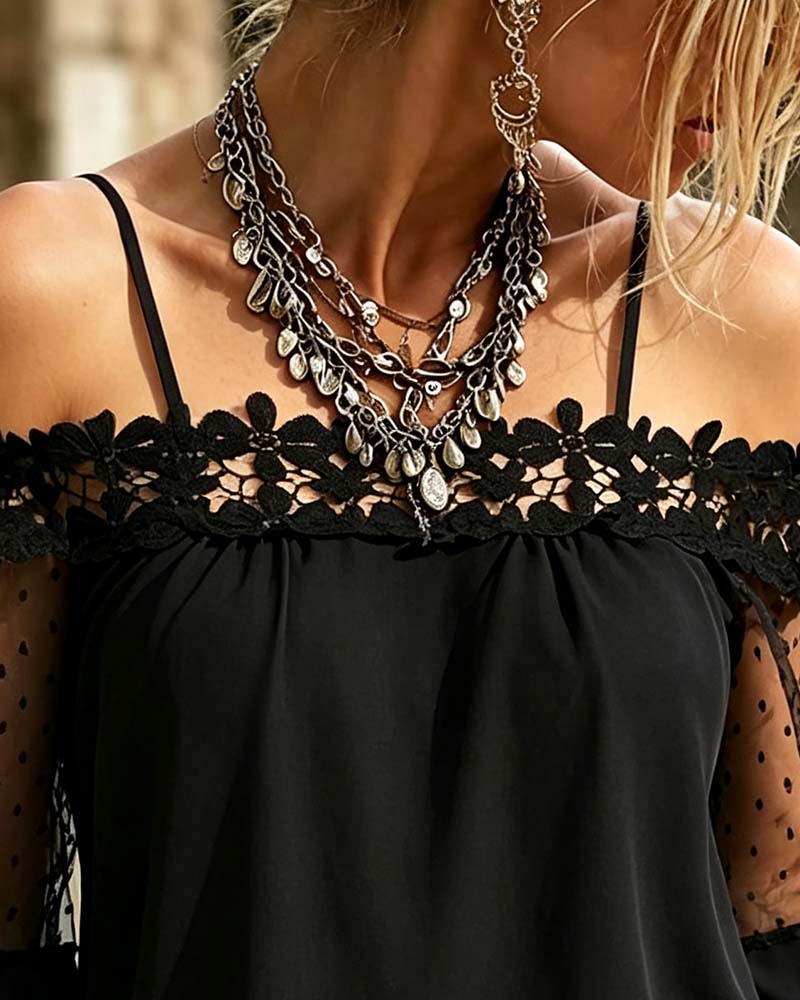 Bardot Cami Lace Panel Cutout Blouse