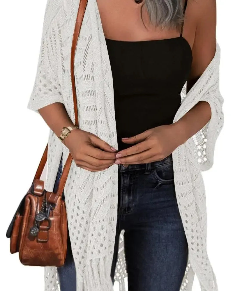 Hollow Out Fringed Cardigan