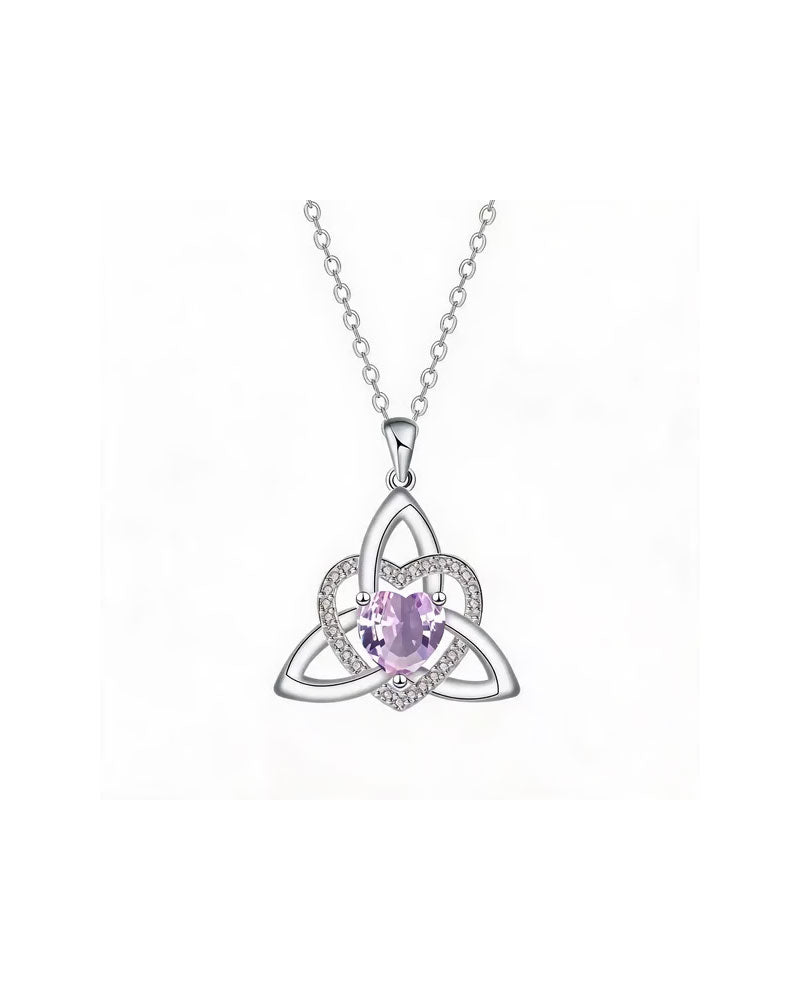 Birthstone Celtic Trinity Knot Heart Necklace✨ Heart Shape Celtic Trinity Knot Birthstone Pendant