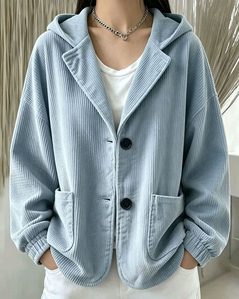 Casual Hooded Button Pocket Coat