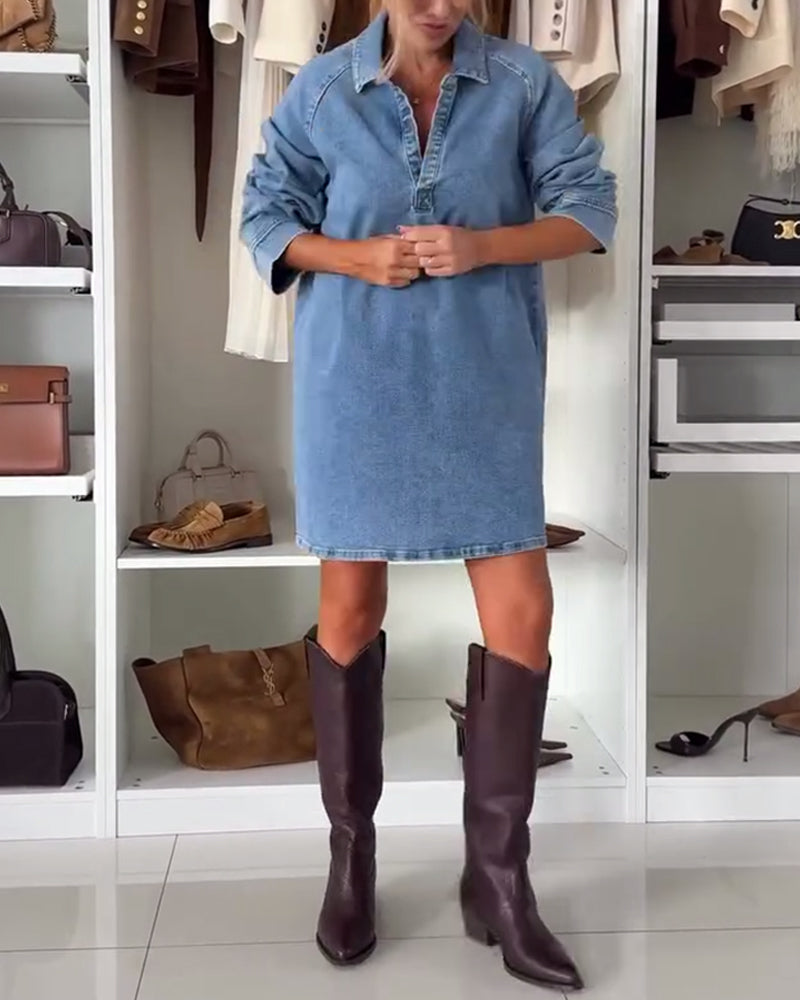 Loose Three-Quarter Raglan Sleeve Dress