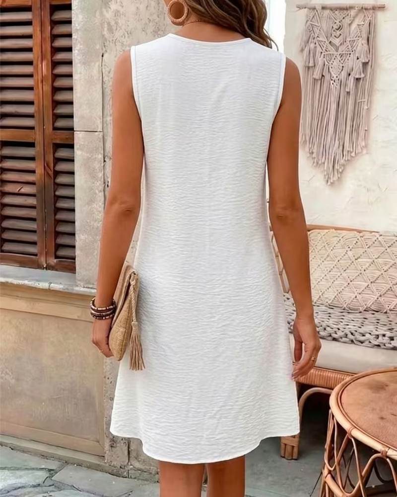 Sleeveless Lace Patchwork Short Dress