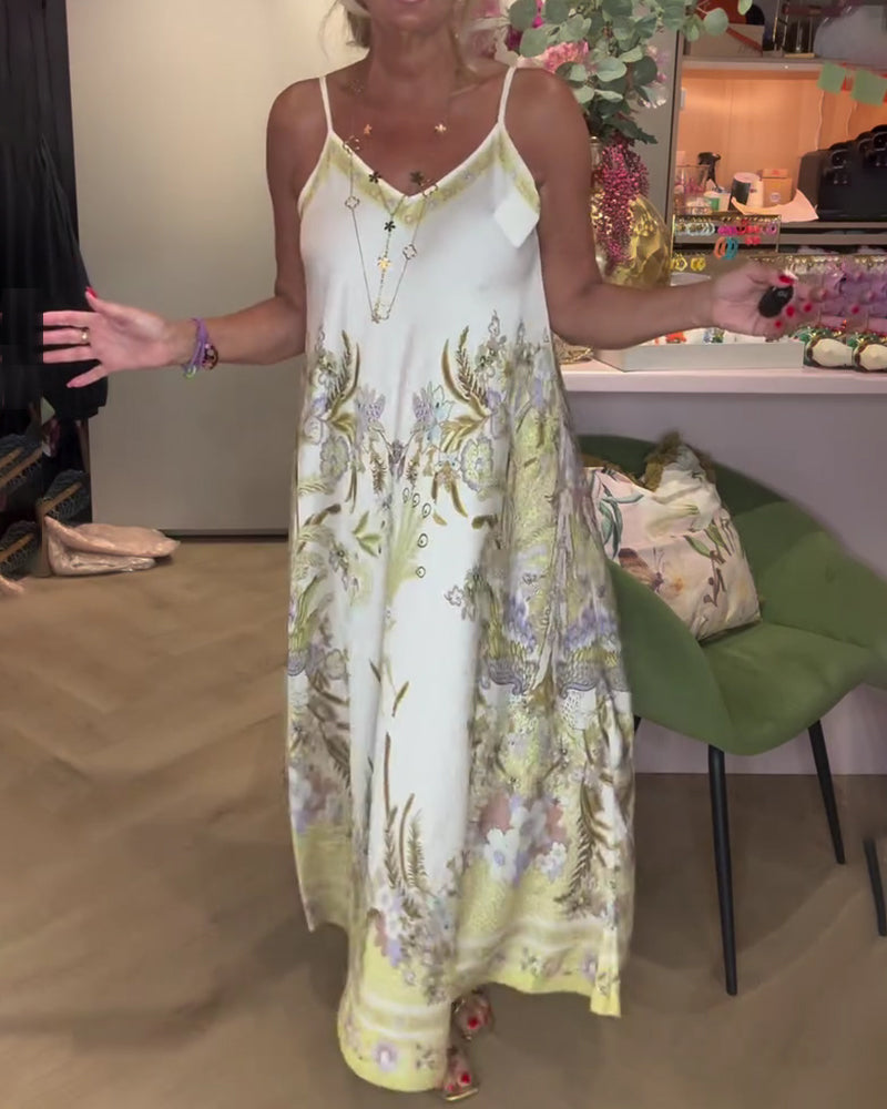 Camisole V-Neck Placement Print Dress