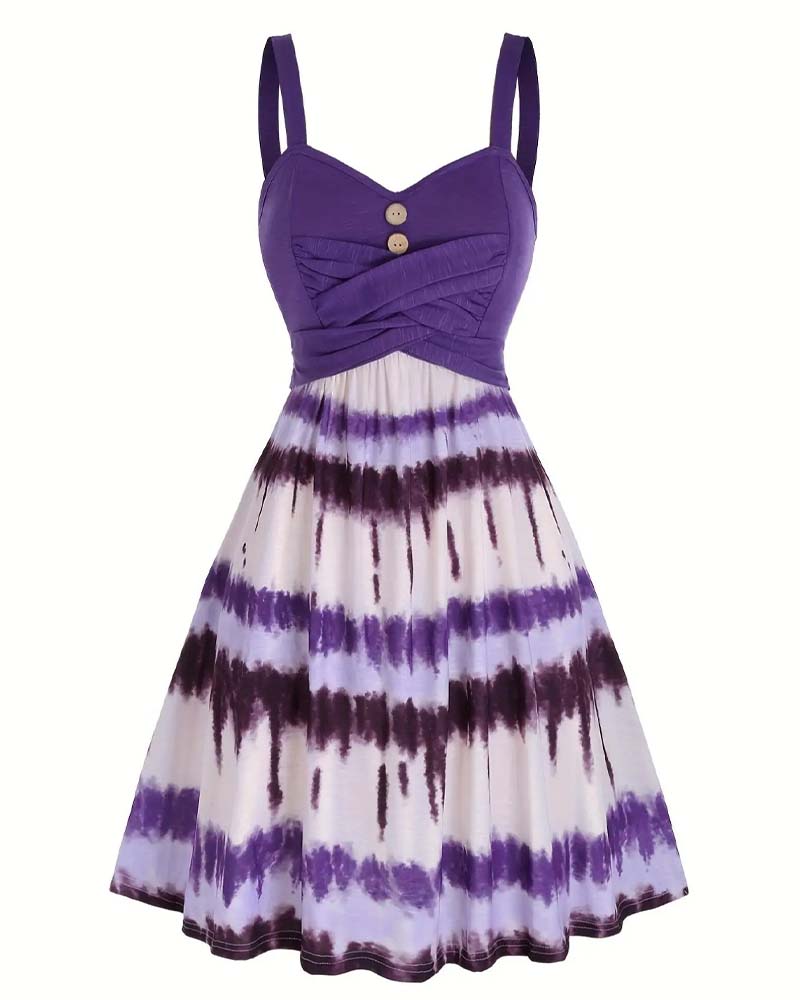 Tie-Dye Strappy Midi Dress