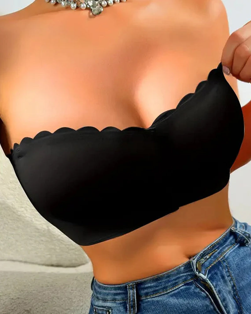 Seamless Front Closure Strapless Bandeau Bra