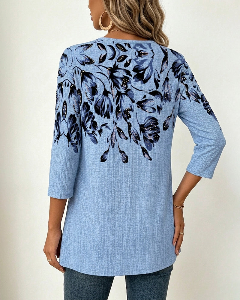 Floral Print Mock Two-Piece Top