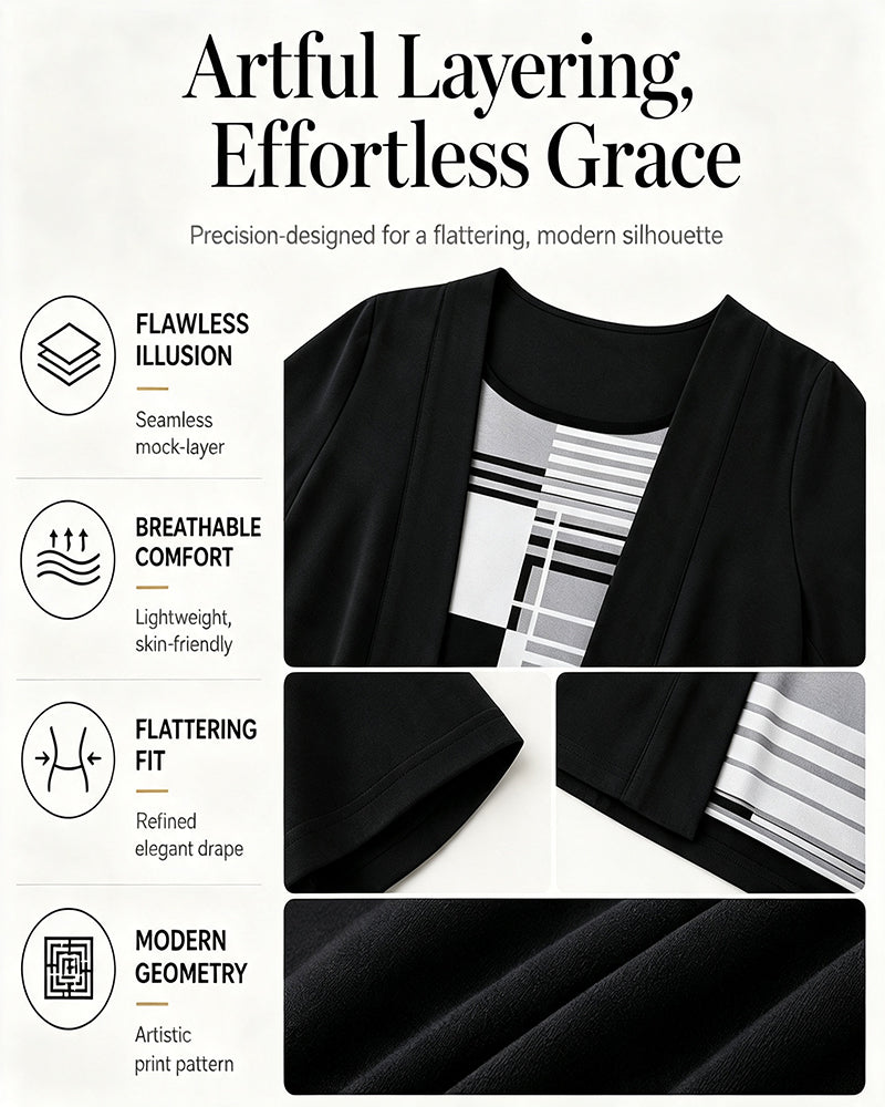 Patchwork Fake Two-Piece Blouse