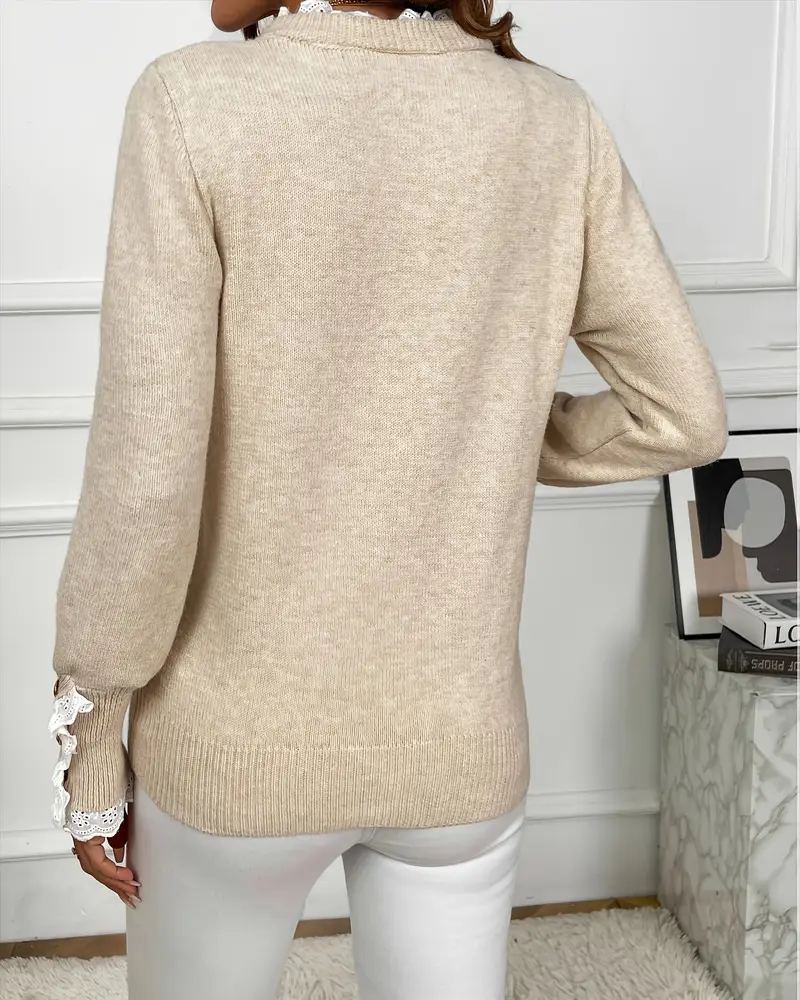 Elegant Lace-Trimmed Sweater