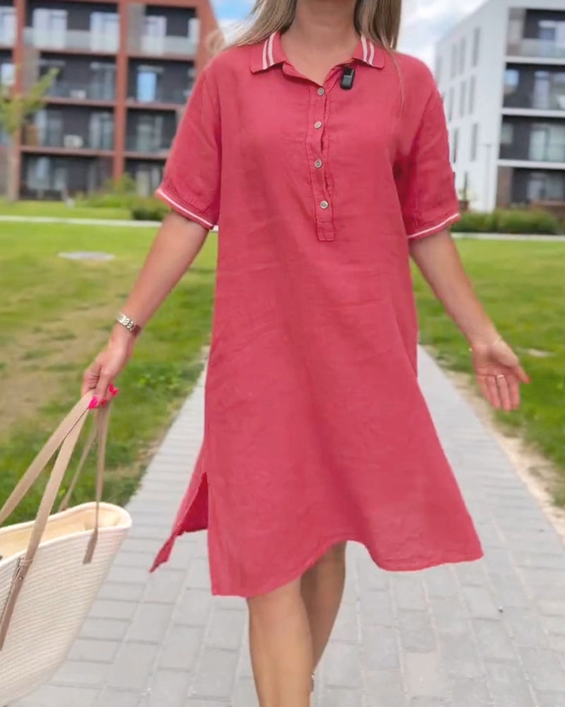 Lapel Button Casual Dress