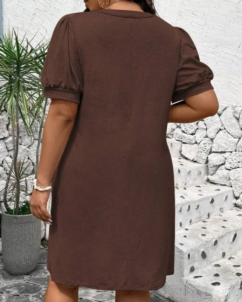 Bubble Sleeve A-Line Casual Dress