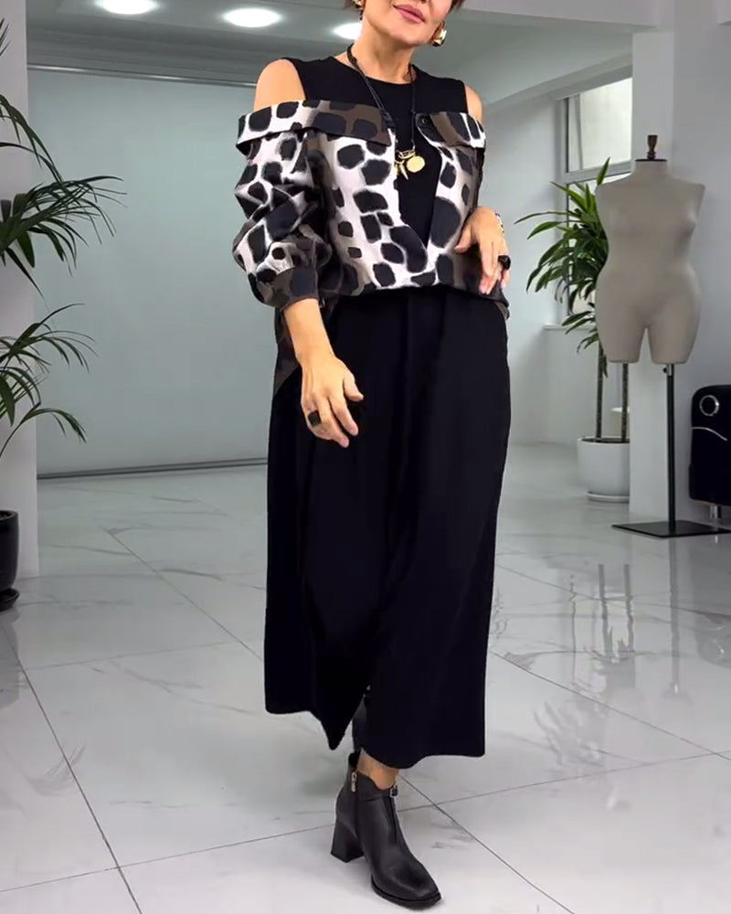Off-the-shoulder leopard print casual dress