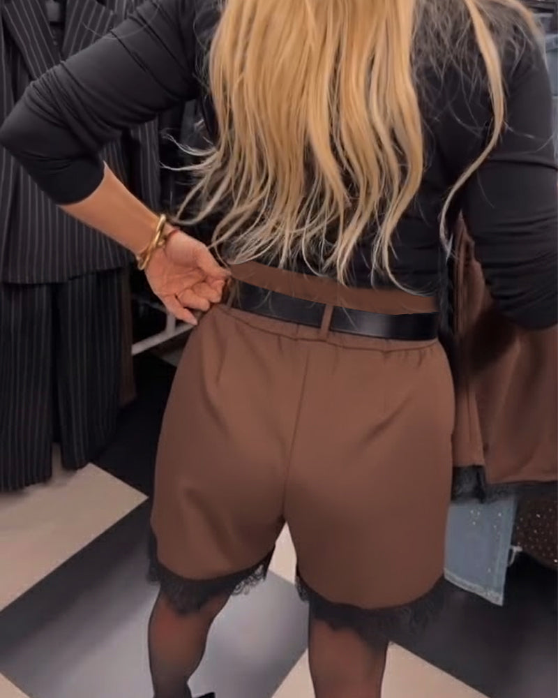 Elegant Lace-Trimmed Shorts