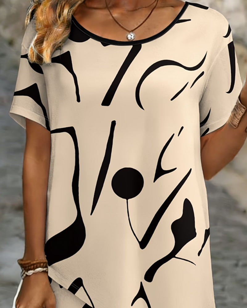 Crew Neck Irregular Casual Blouse