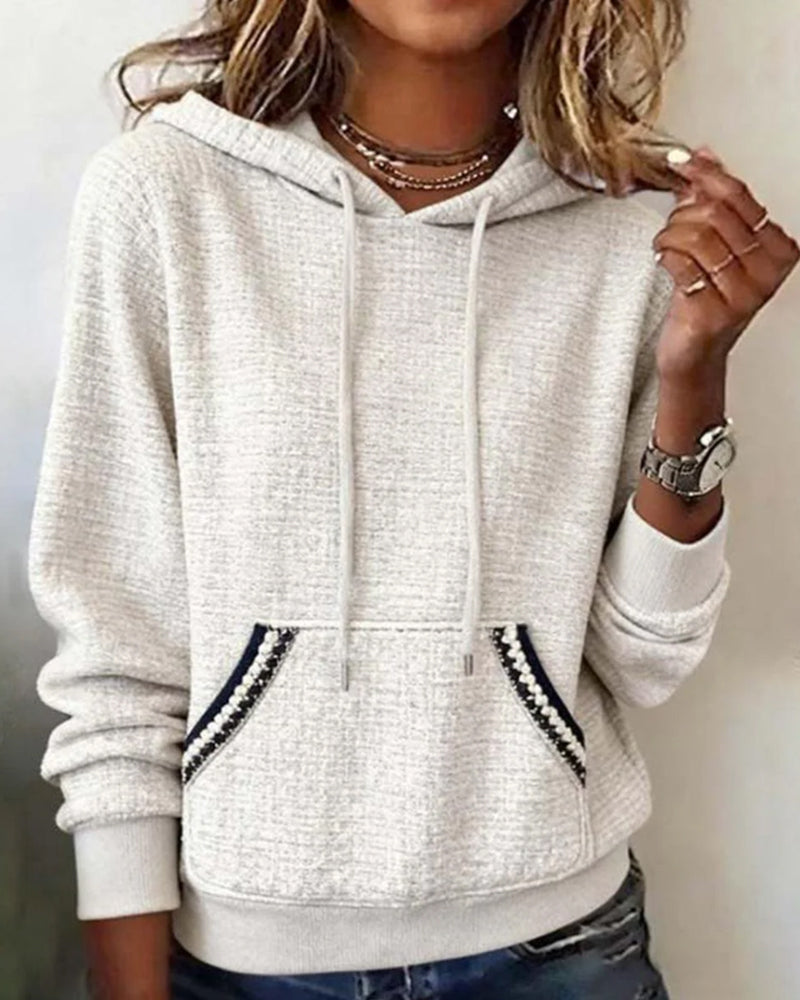 Casual Contrast Color Hoodie