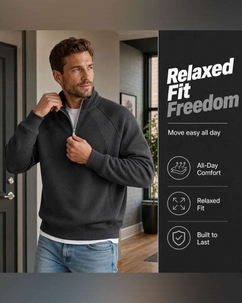Half Zip Stand Collar Sweatshirt
