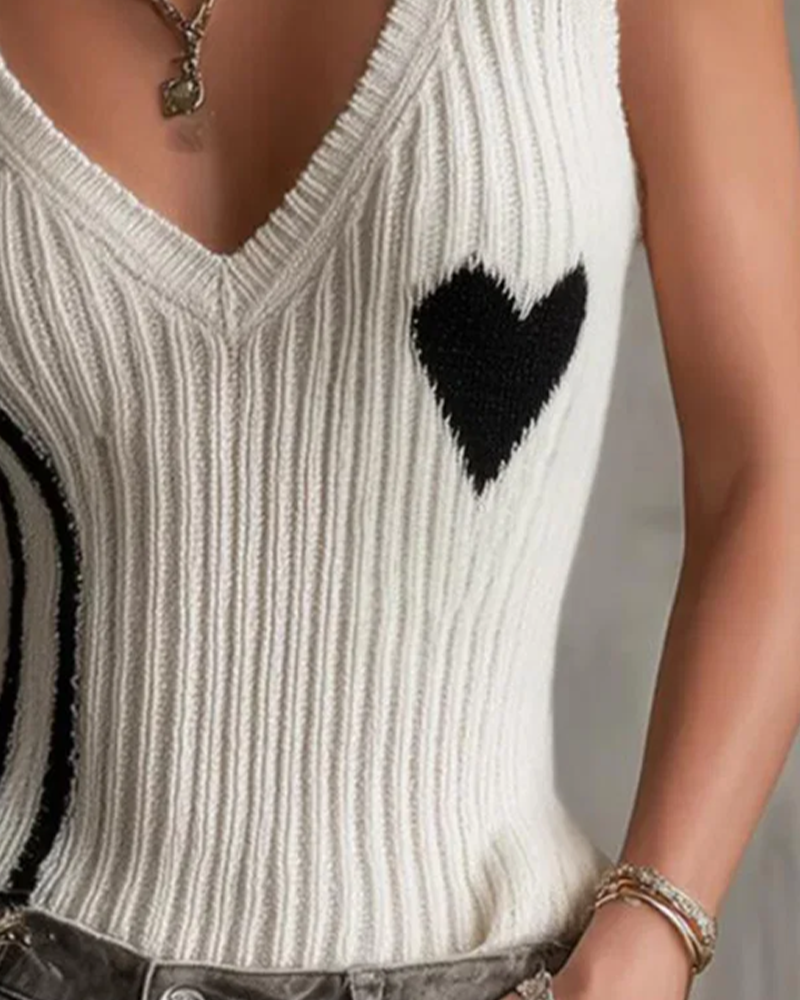 Casual Sleeveless V-Neck Pullover